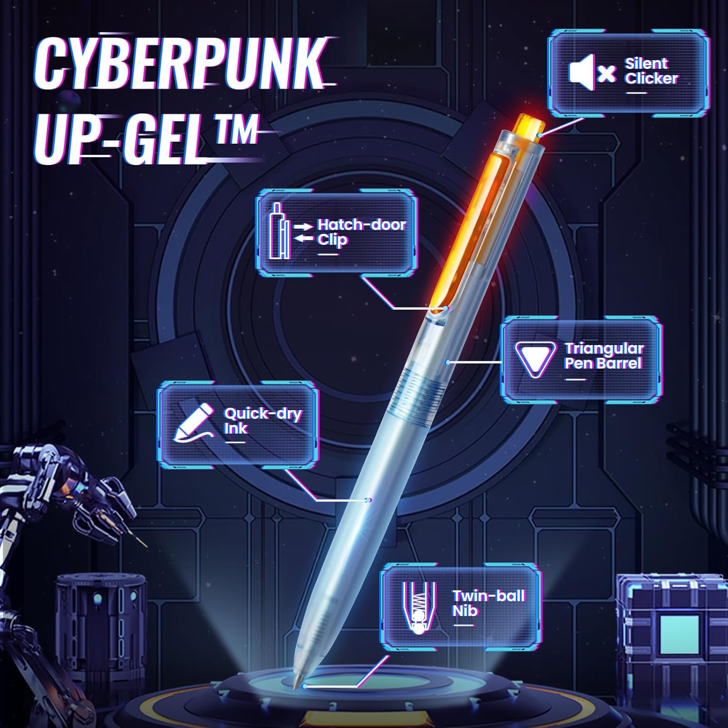 Cyberpunk цэнхэр бэхтэй үзгэн бал image 4